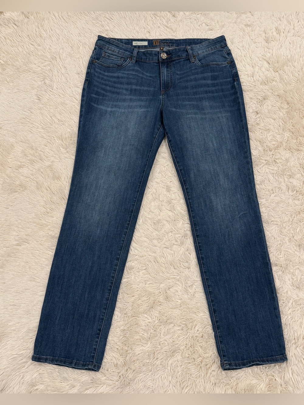 Kut From The Kloth Carrie Boyfriend Jeans 10 Stretch Denim Medium Wash Straight